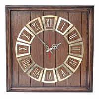 Часы настенные "Классика"коричневые с патиной,  из натурального дуба и латуни  60х60х4 см, вес 5 кг.Тихий плавный ход.